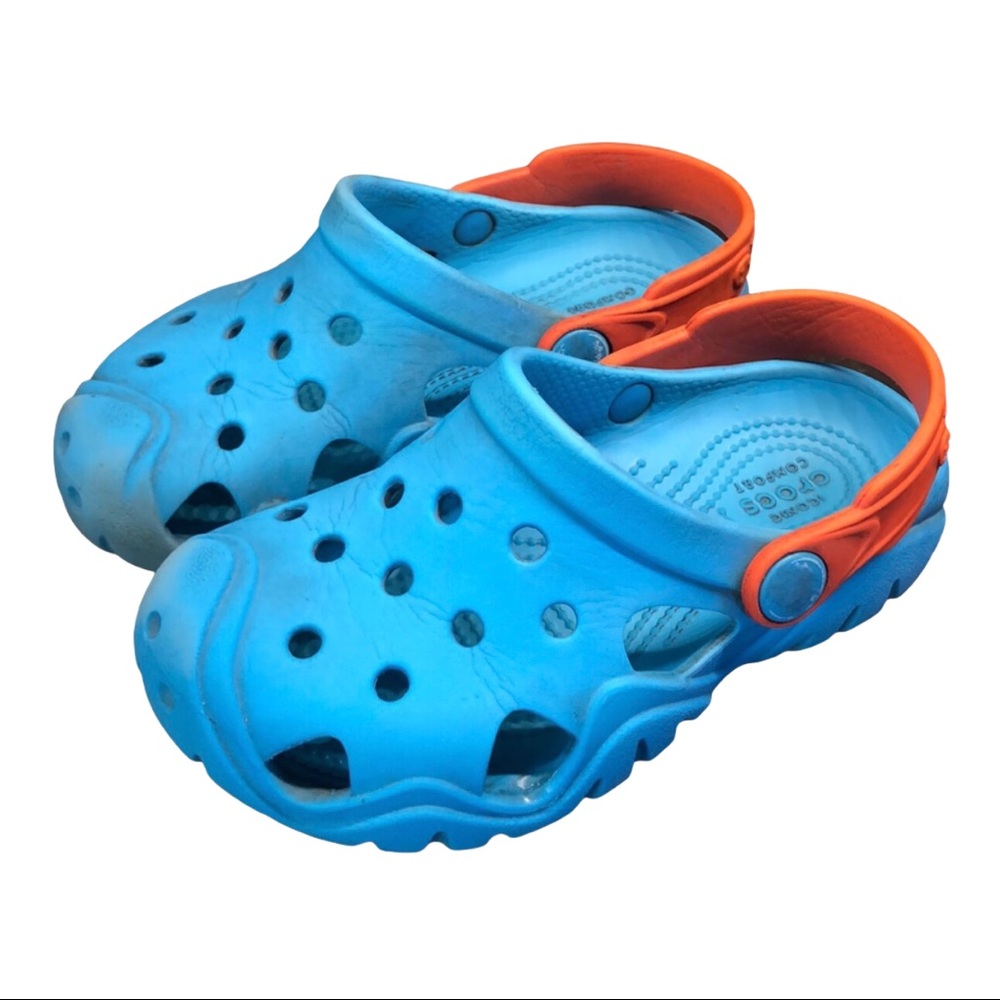 Crocs Kids Duet Sport Clog Blue Orange Size 10 Slip On Water Shoes